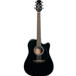 Takamine GD30CE BLK Dreadnought with cutaway, solid spruce top, sapele back and sides, black finish, chrome hardware, and TP-4TD electronics